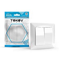 Выключатель 2-кл. СП AVA 10А IP20 в сборе бел. TOKOV LIGHT