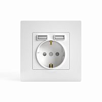 Розетка 1-м СП Pixel IP20 с заземл. с 2-мя заряд. устр. USB тип A+C механизм бел. TOKOV ELECTRIC TKE