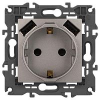 Розетка Elegance 14-4109-16 16A 250В 2P+E защ. штор. с 2xUSB 3А 5В титан Эра Б0065775