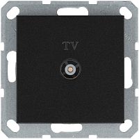 Розетка телевизионная проходная TV Ф9.5мм механизм антрацит Jasmart G6002B