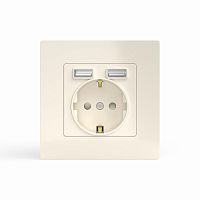 Розетка 1-м СП Pixel с заземл. с 2-мя заряд. устр. USB тип A+A механизм беж. TOKOV ELECTRIC TKE-PX-R