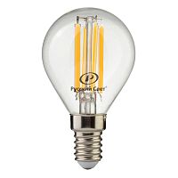 Лампа светодиодная филаментная RS F P45 E14 7W 220-240V 2700К 7Вт 810лм Ra 90 шар Русский Свет 15011